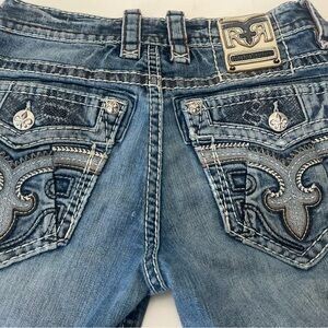 The Best Rock Revival Manny Boot sz 30 women’s blue jeans Distressed wide leg